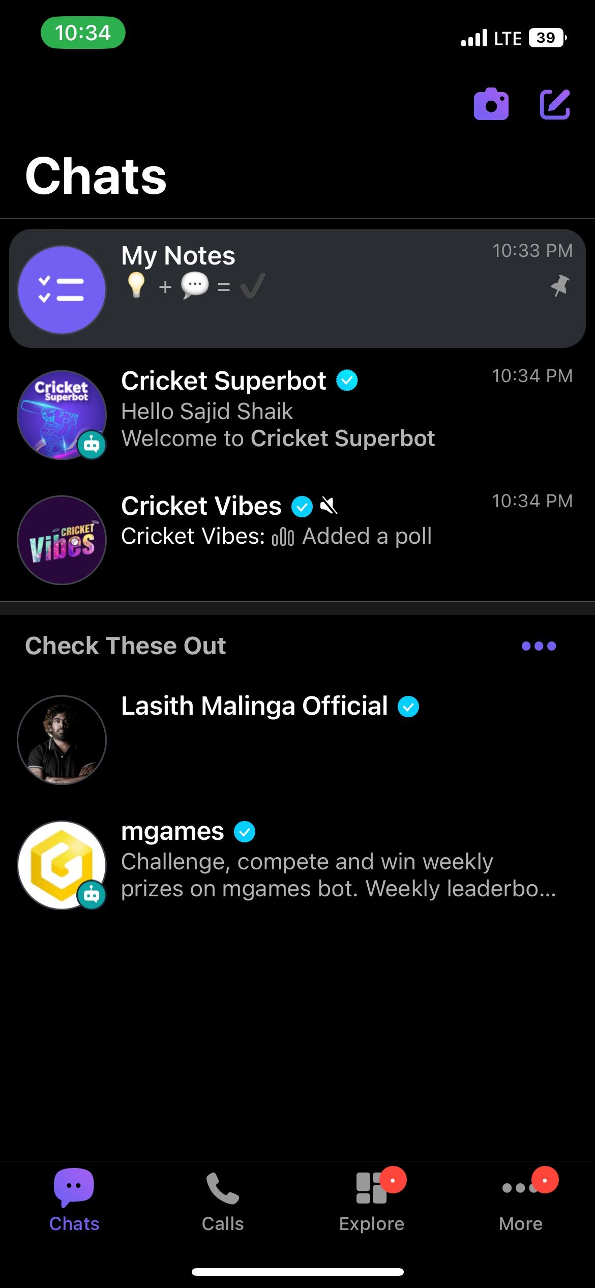 Viber All Chats page