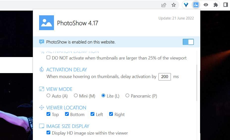 PhotoShow's View Mode options