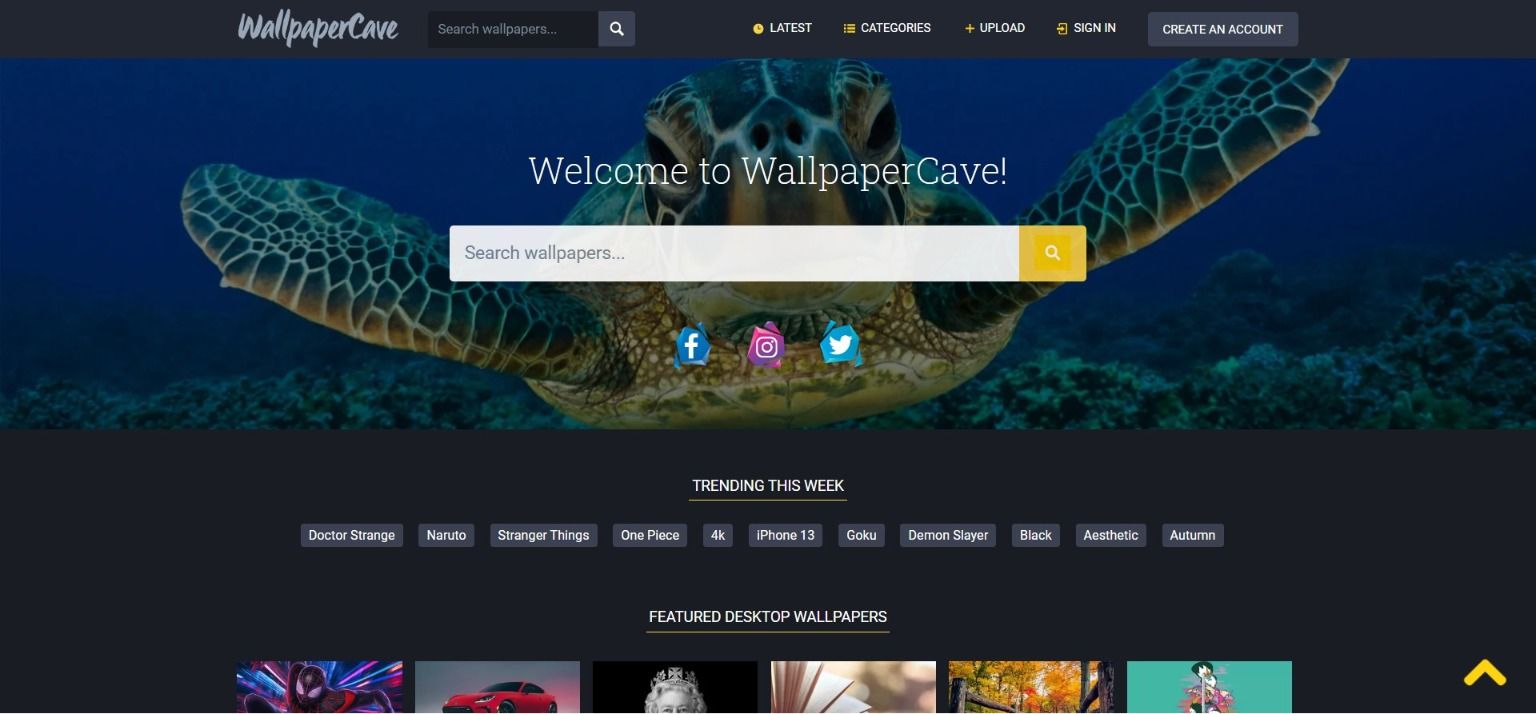 WallpaperCave homepage