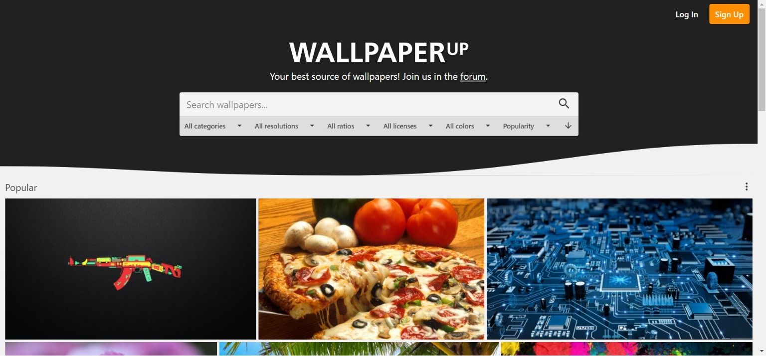 WallpaperUP homepage