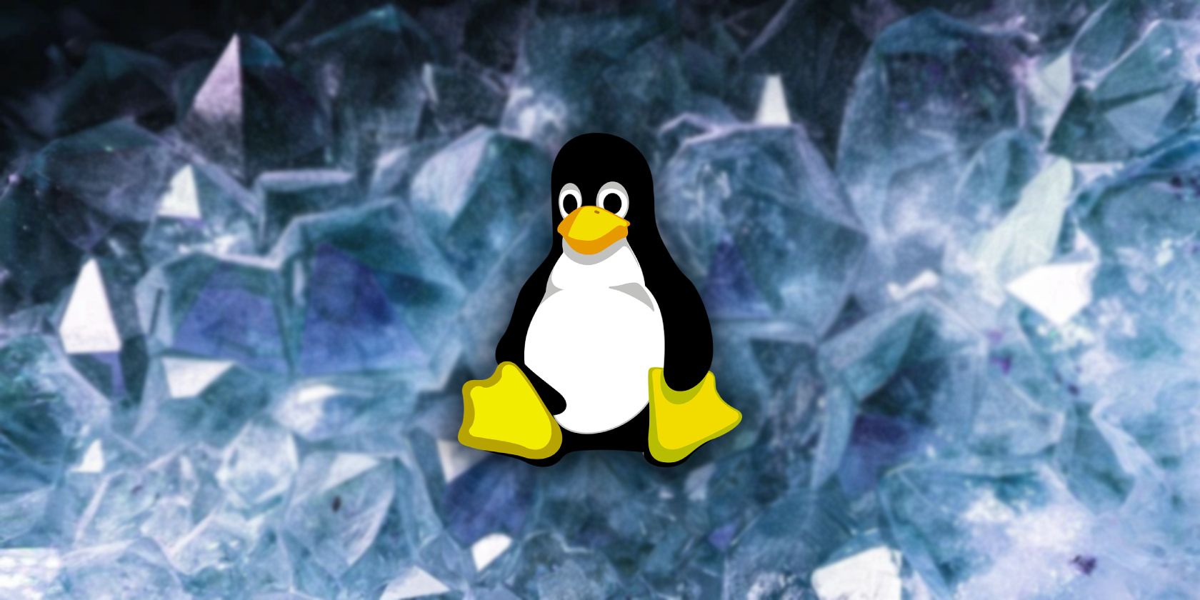 tux penguin on a crystal background