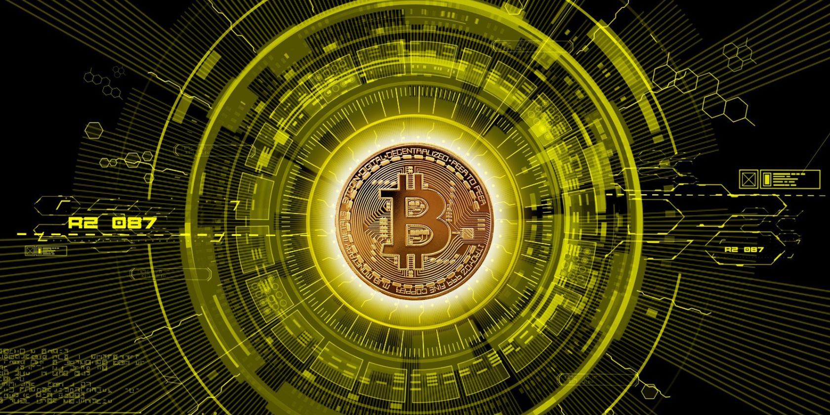 yellow bitcoin digital graphic