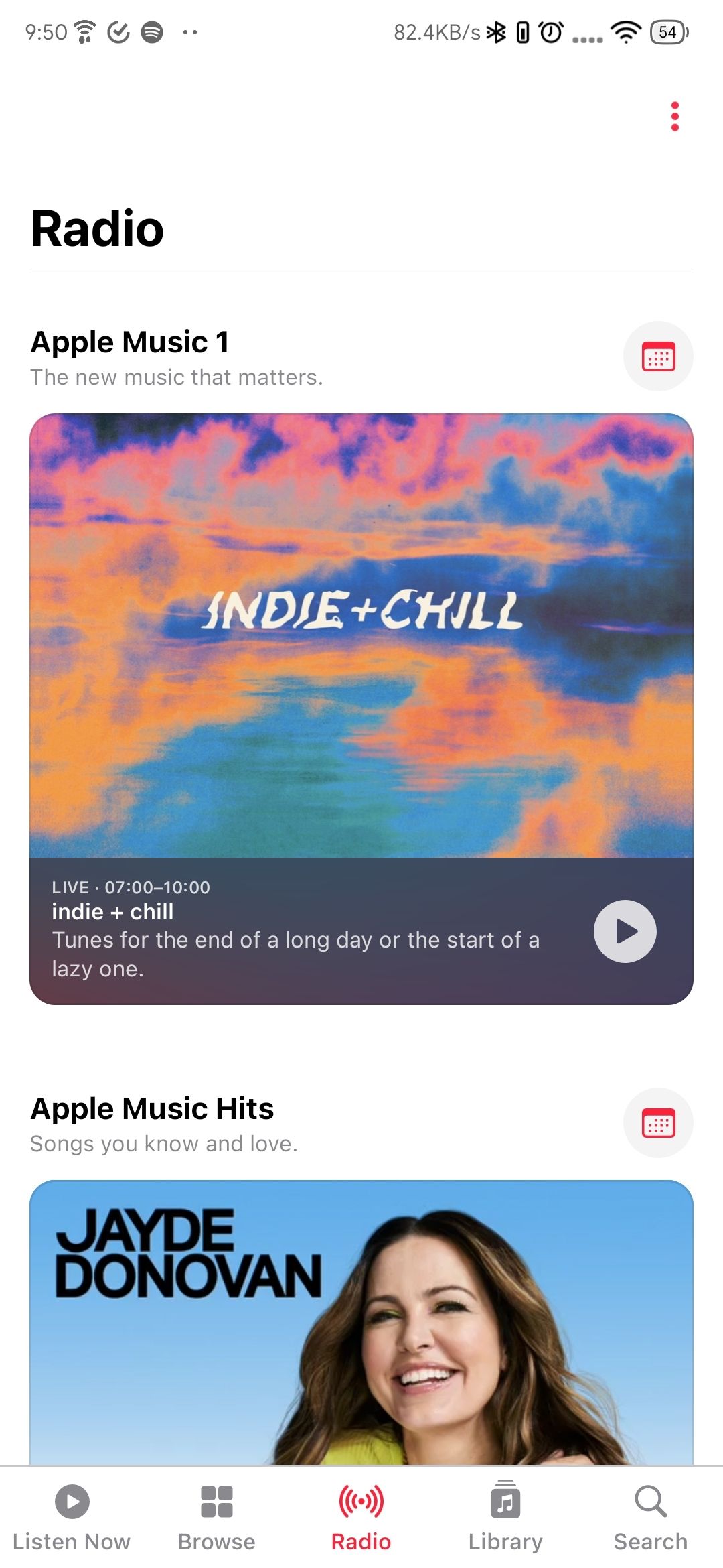Radio tab on Apple Music Android app