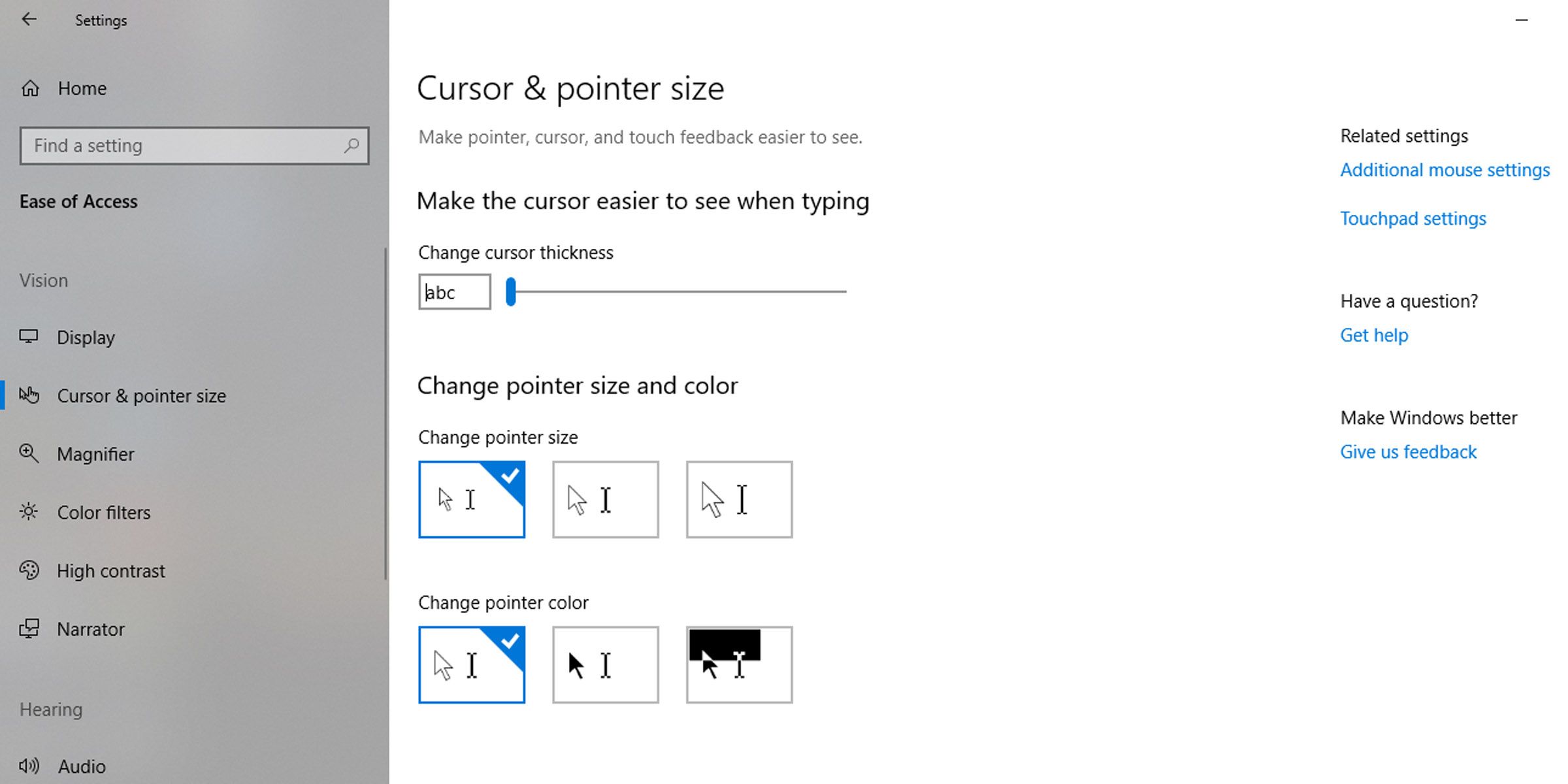 Change mouse pointer options