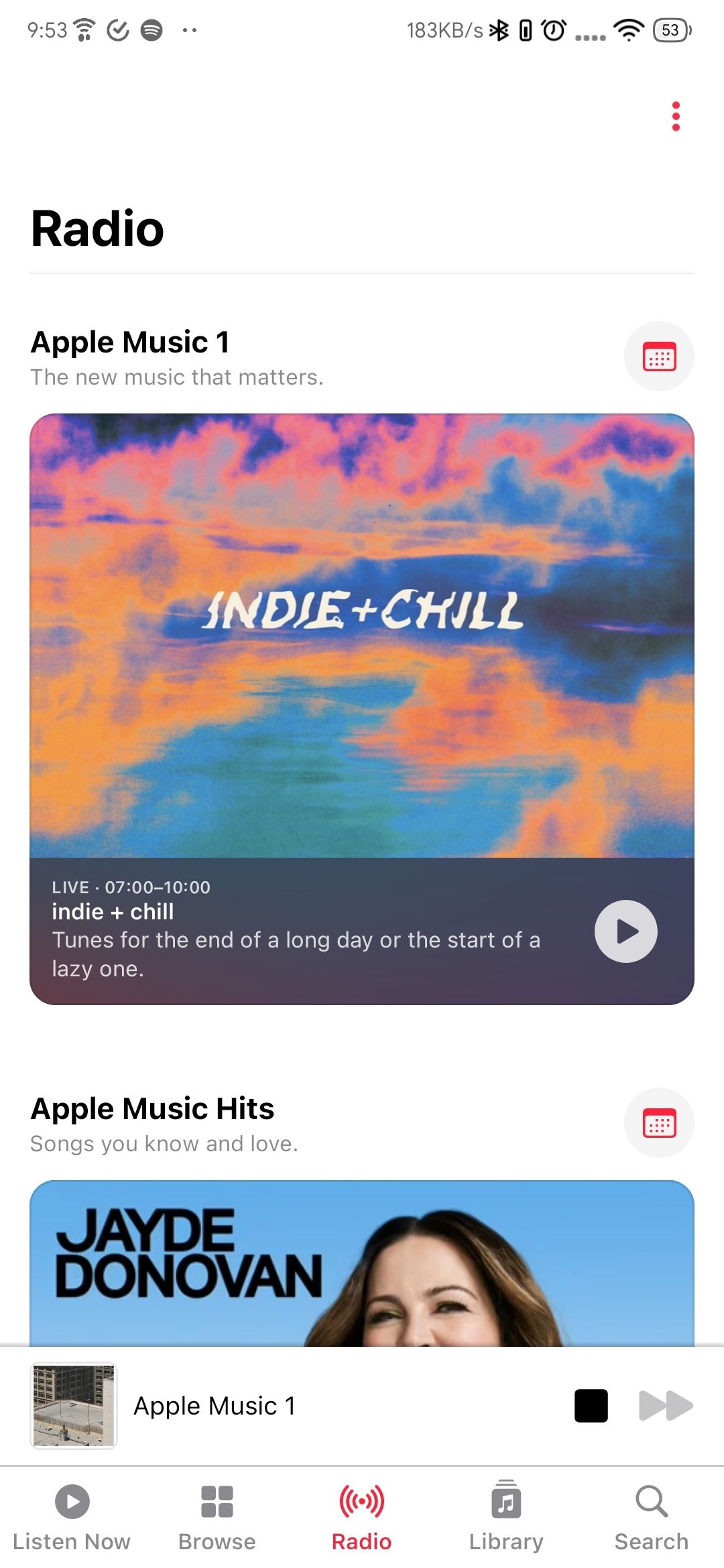 Playing a station on Apple Music