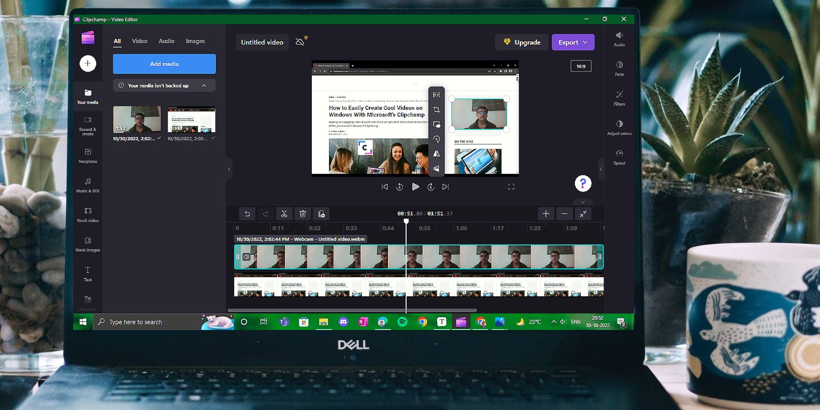 Windows Laptop With Clipchamp Video Editor on Screen