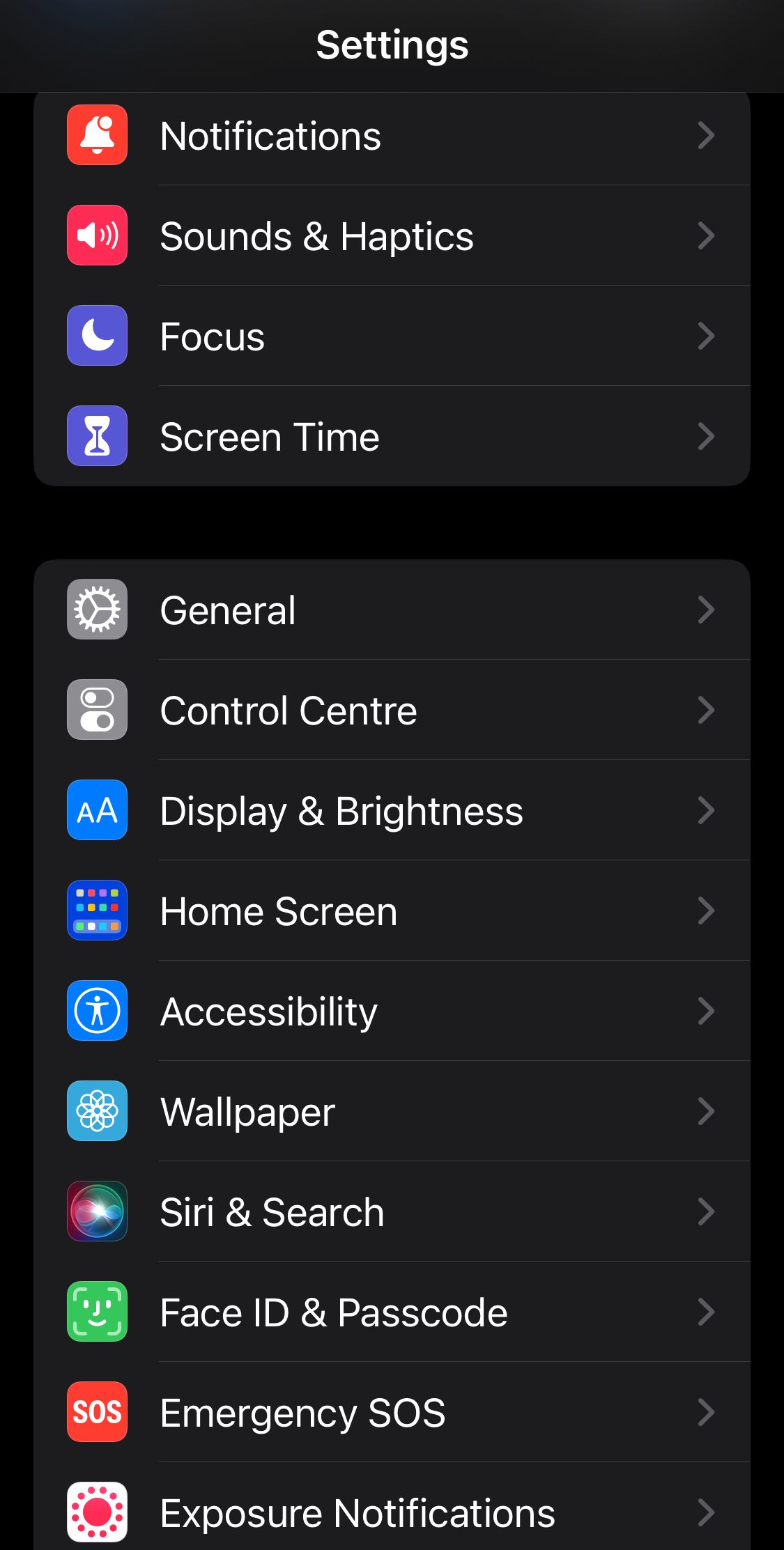 Opening the General Option in the Settings App for iOS