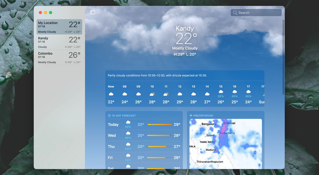 The Weather map in macOS Ventura.