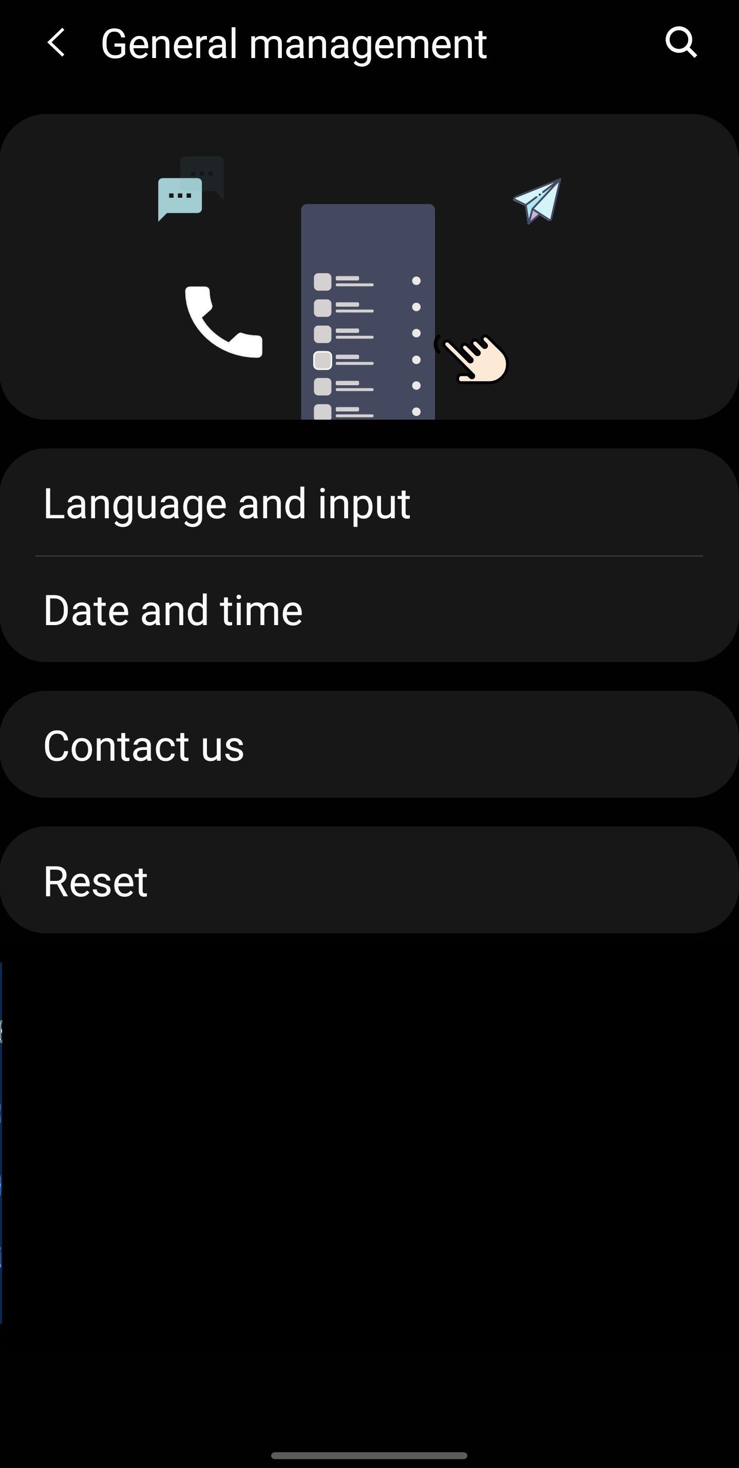 Clicking on Language and Input Option Under General Management in Settings App for Android