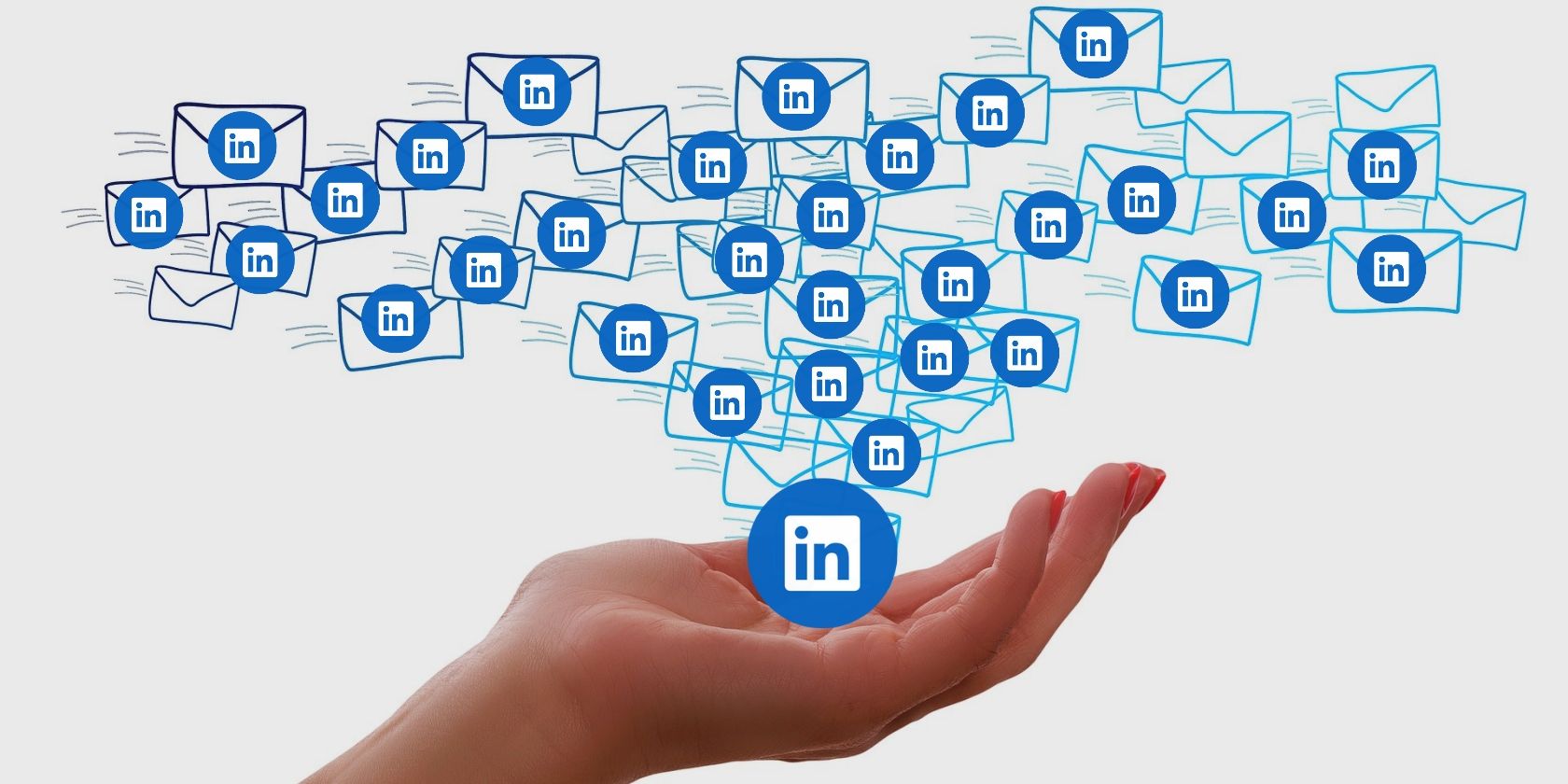 Gambar dengan logo LinkedIn di atas tangan