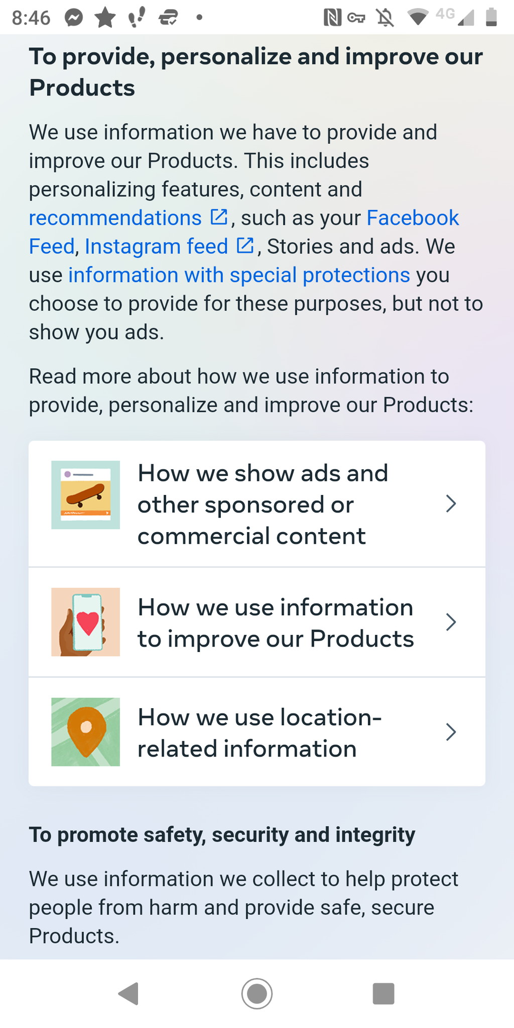 Meta privacy policy screenshot