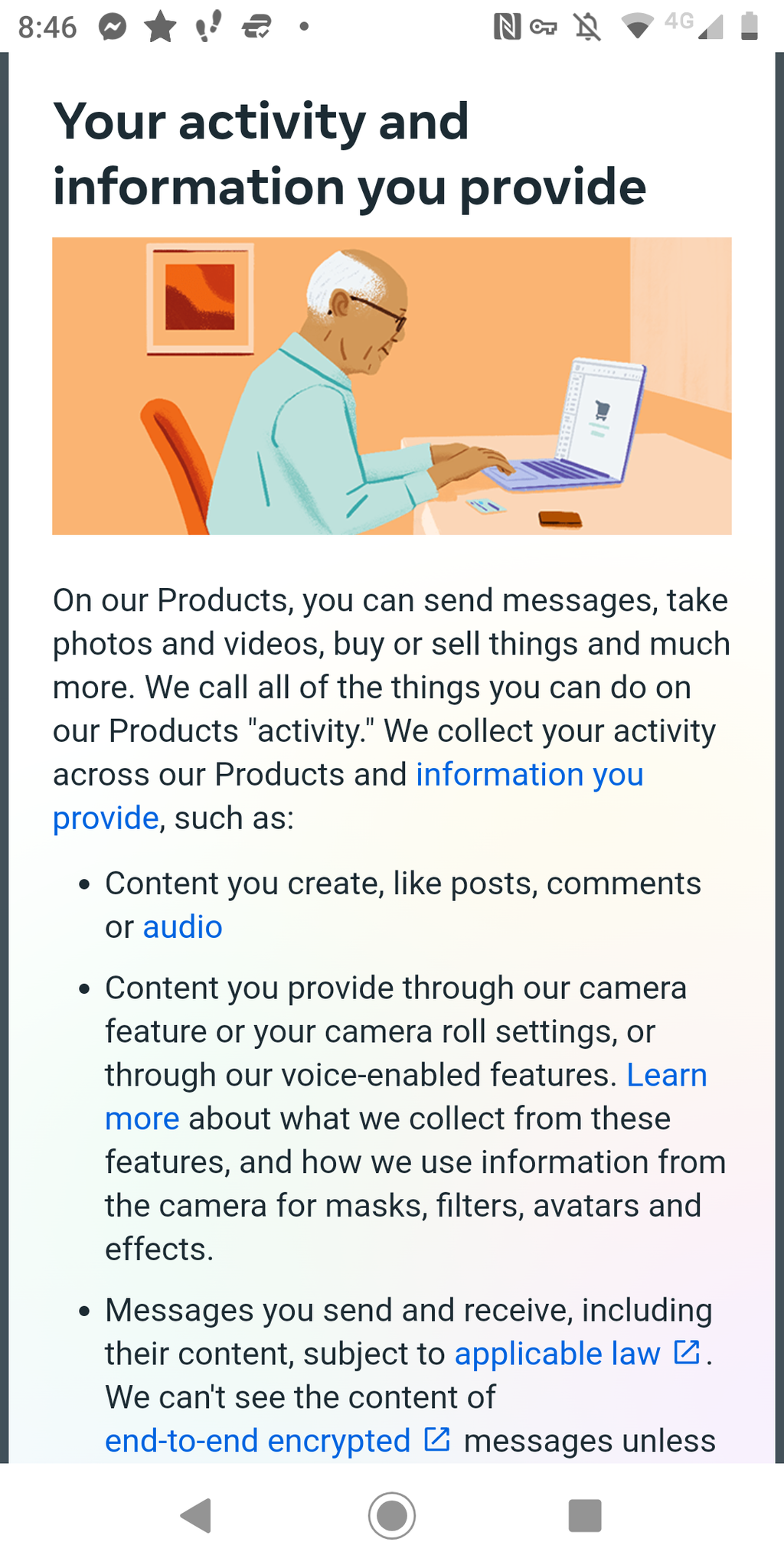 Meta privacy policy screenshot