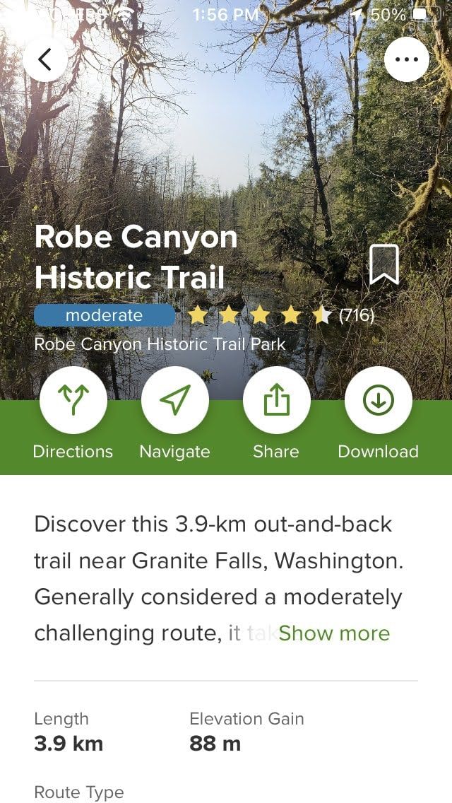 Alltrails App Trail Details screenshot