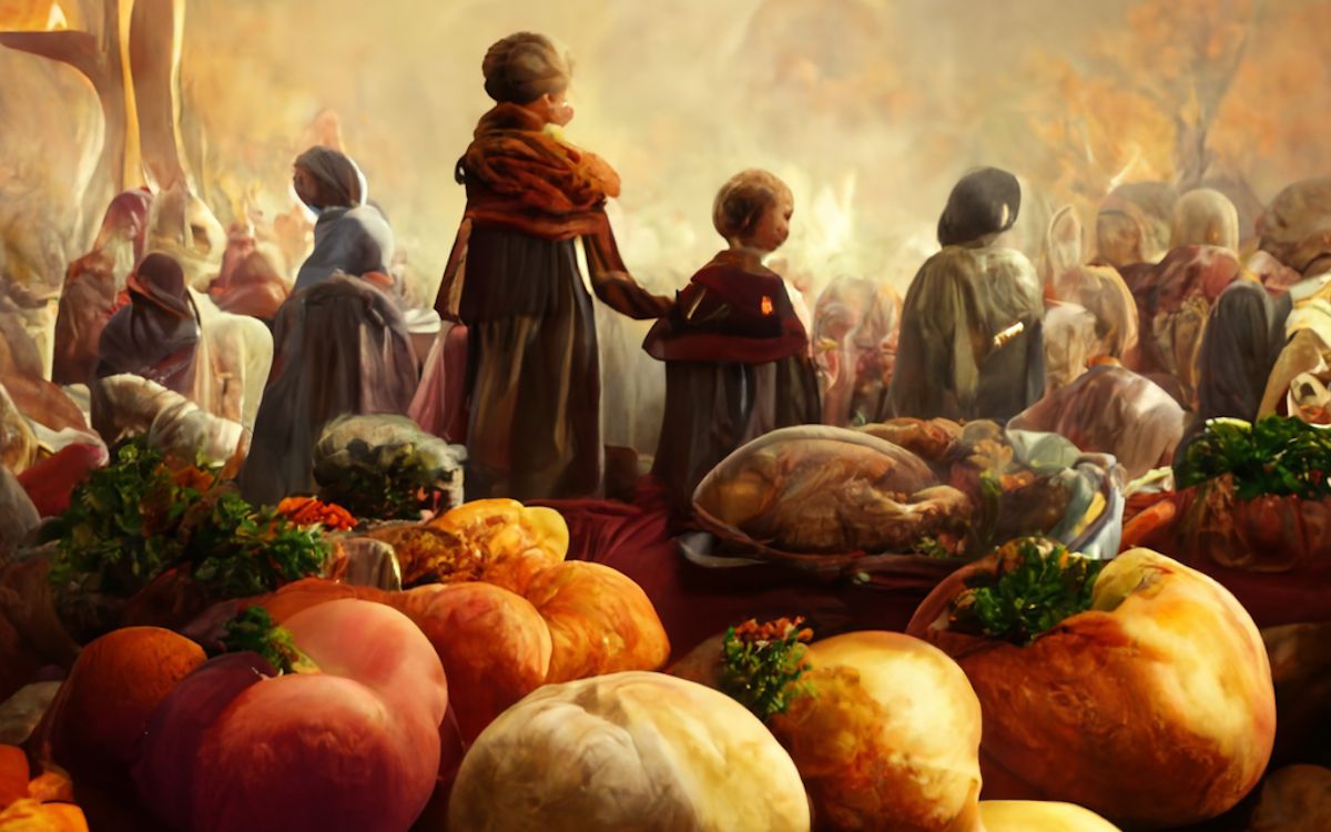An AI rendering of the first thanksgiving