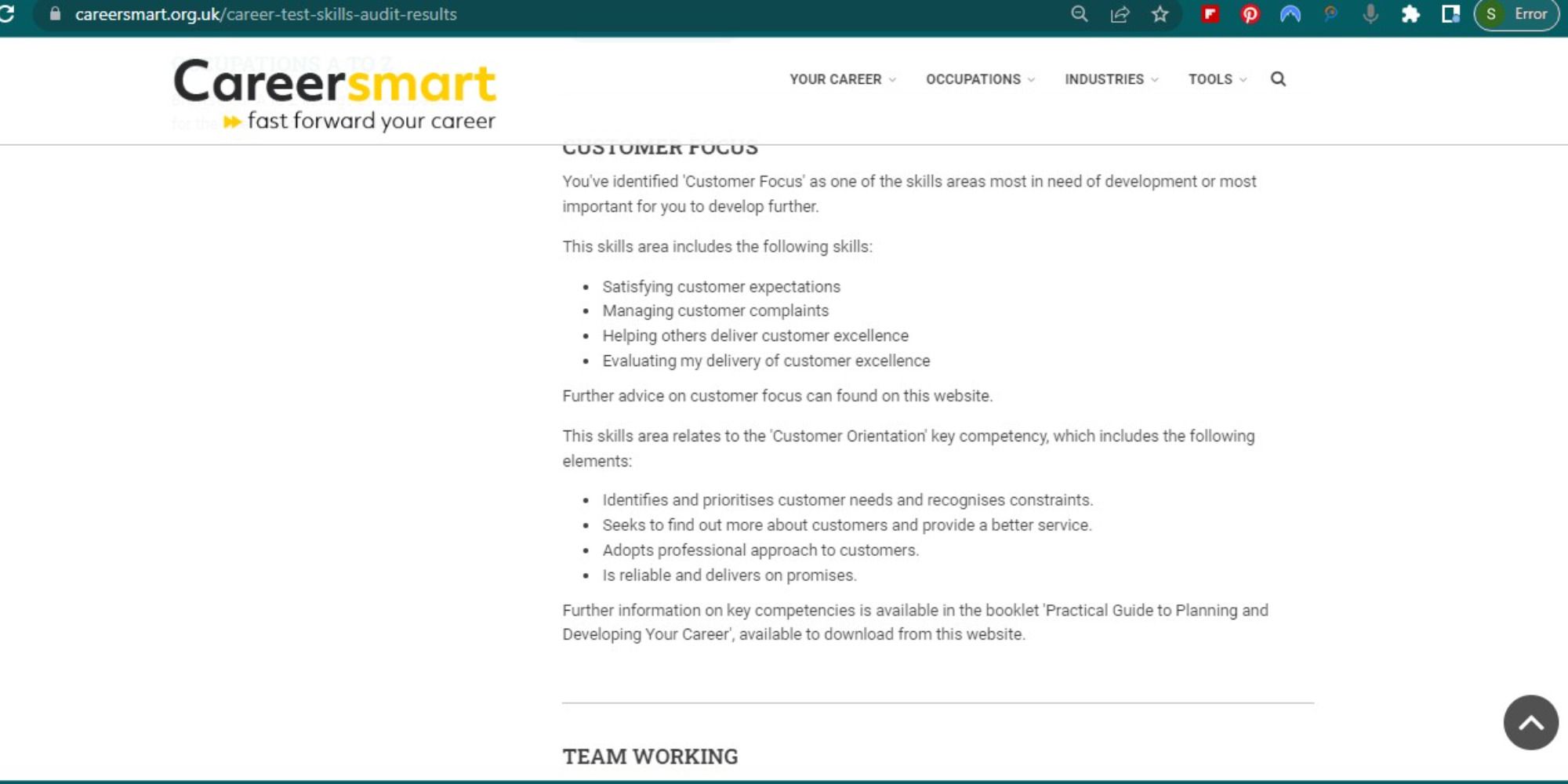 Career Smart skills audit test