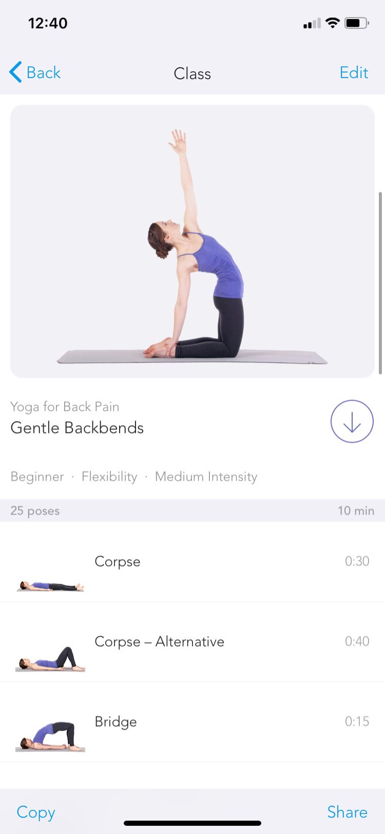 Back Pain Relief Exercises app gentle backbends
