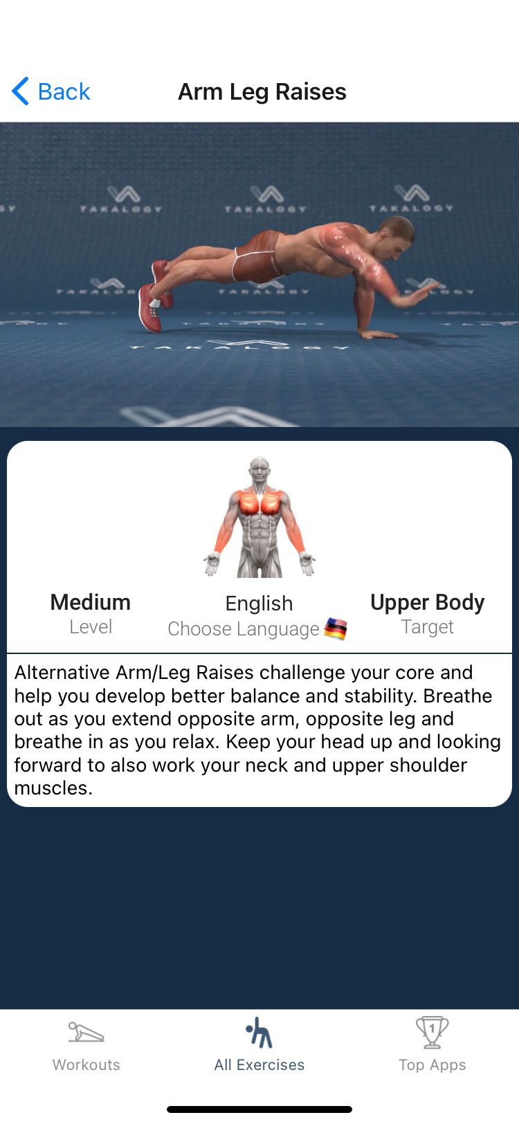 Back and Shoulder Workout app arm leg raises
