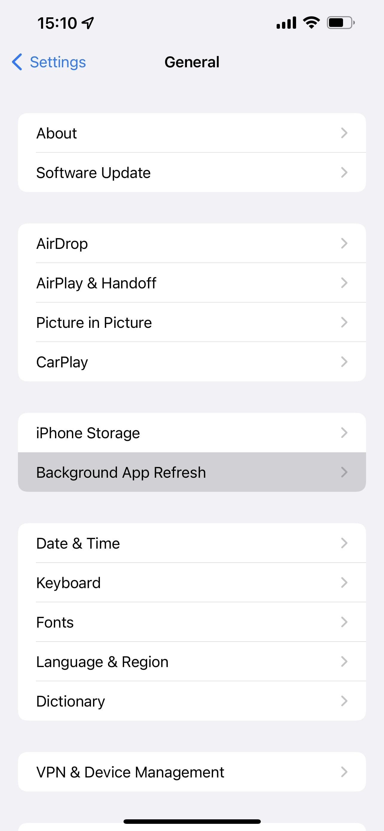 Background App Refresh Highlighted