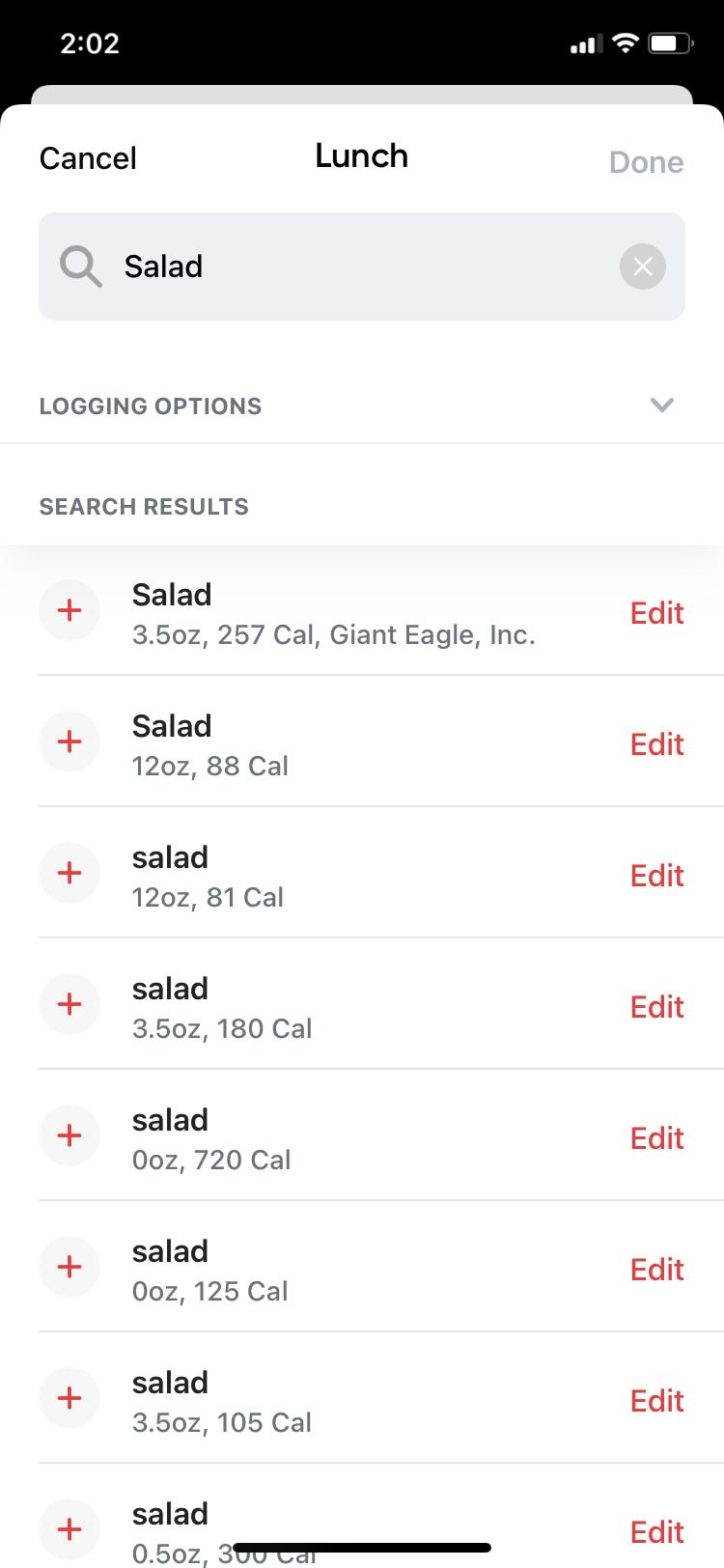BetterMe app salad listings