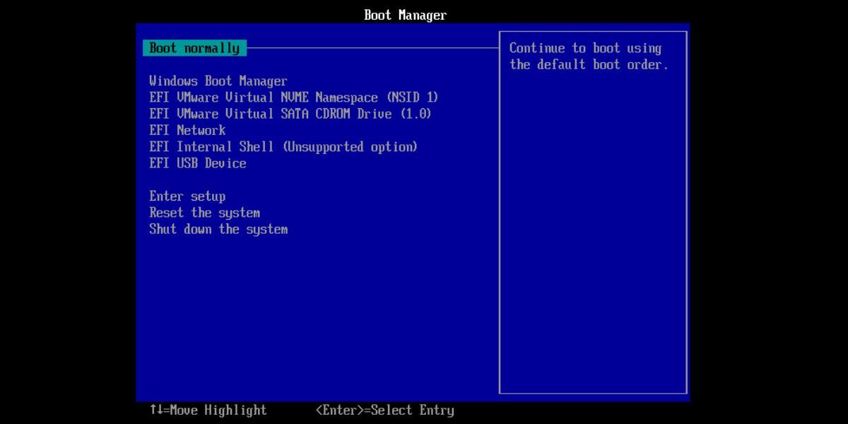 Boot using the USB device 
