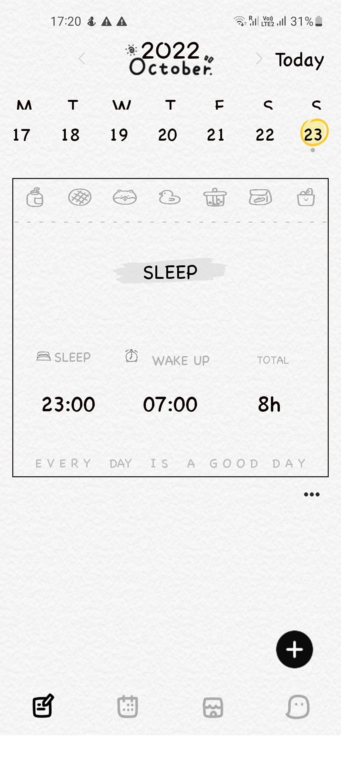 COMO Bujo3 logging in sleep schedules