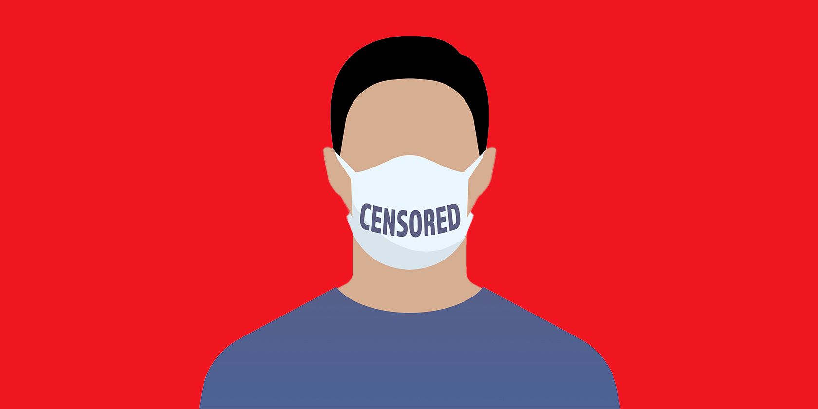 illustration of man wearing a mask with censored on the face