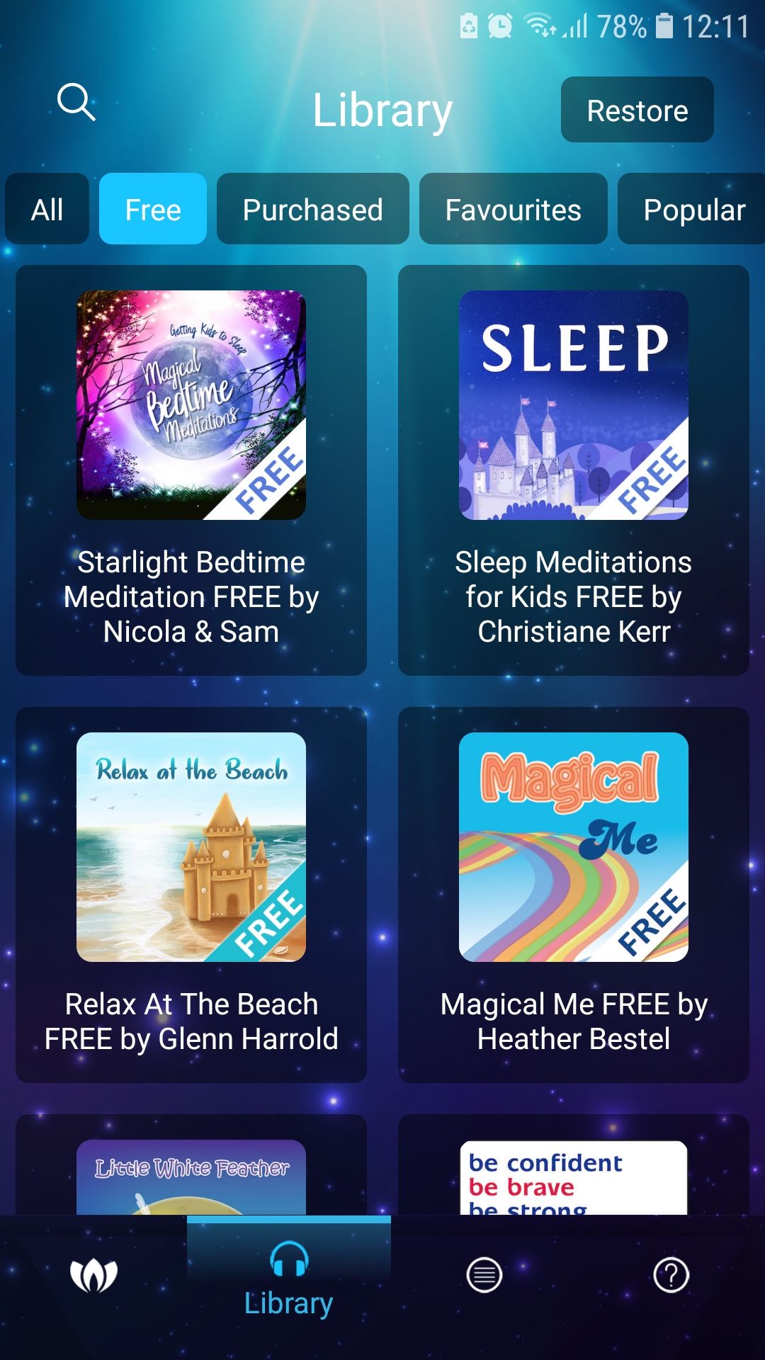 Children's Sleep Meditations mobile kids sleeping app library