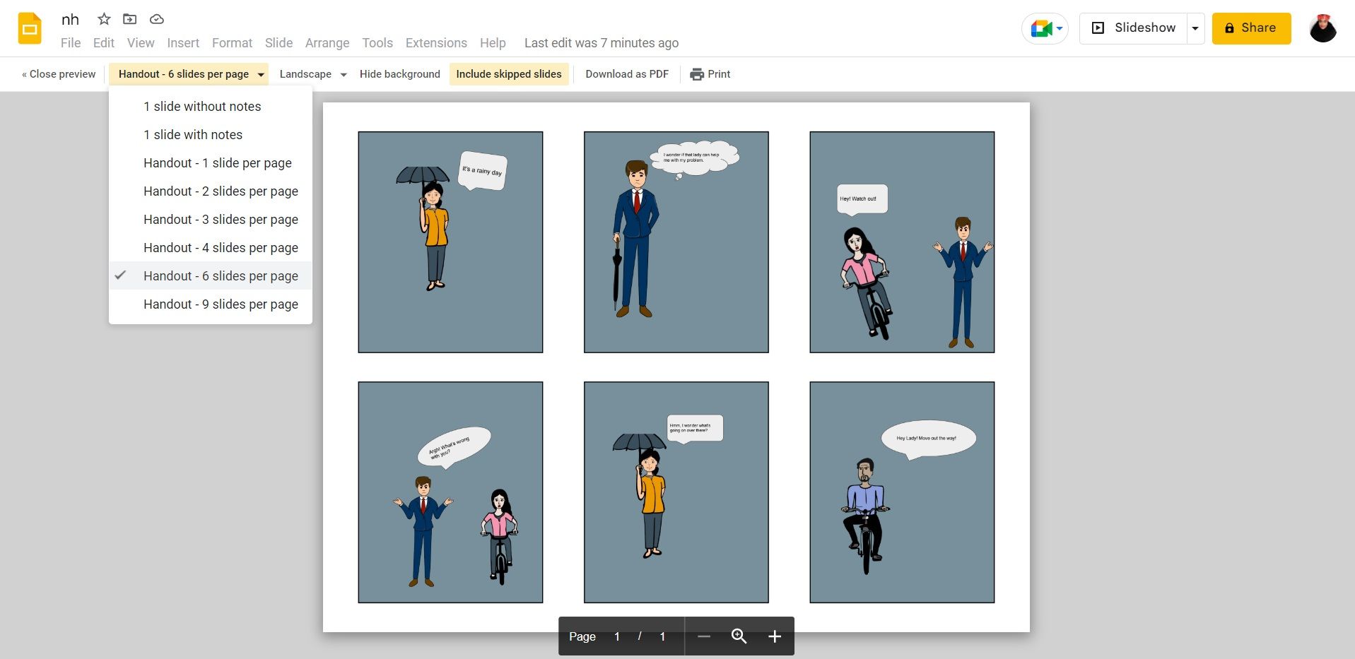 Saving a Comic strip in Google Slides
