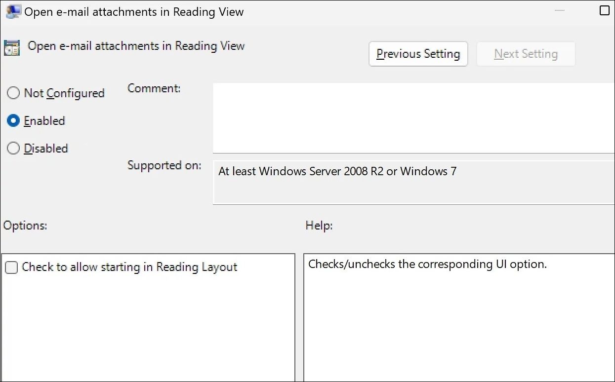Configure Word to Open Email Attachments in Reading View Using Group Policy Editor