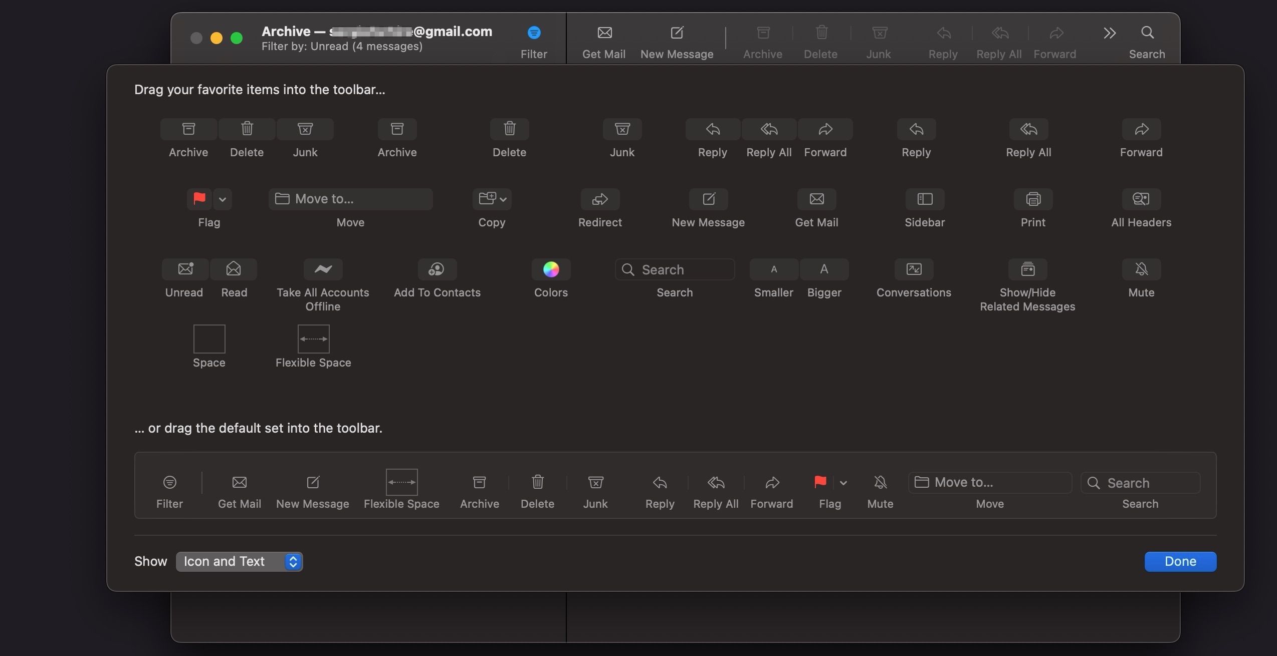سفارشی کردن نوار ابزار Mail Mac