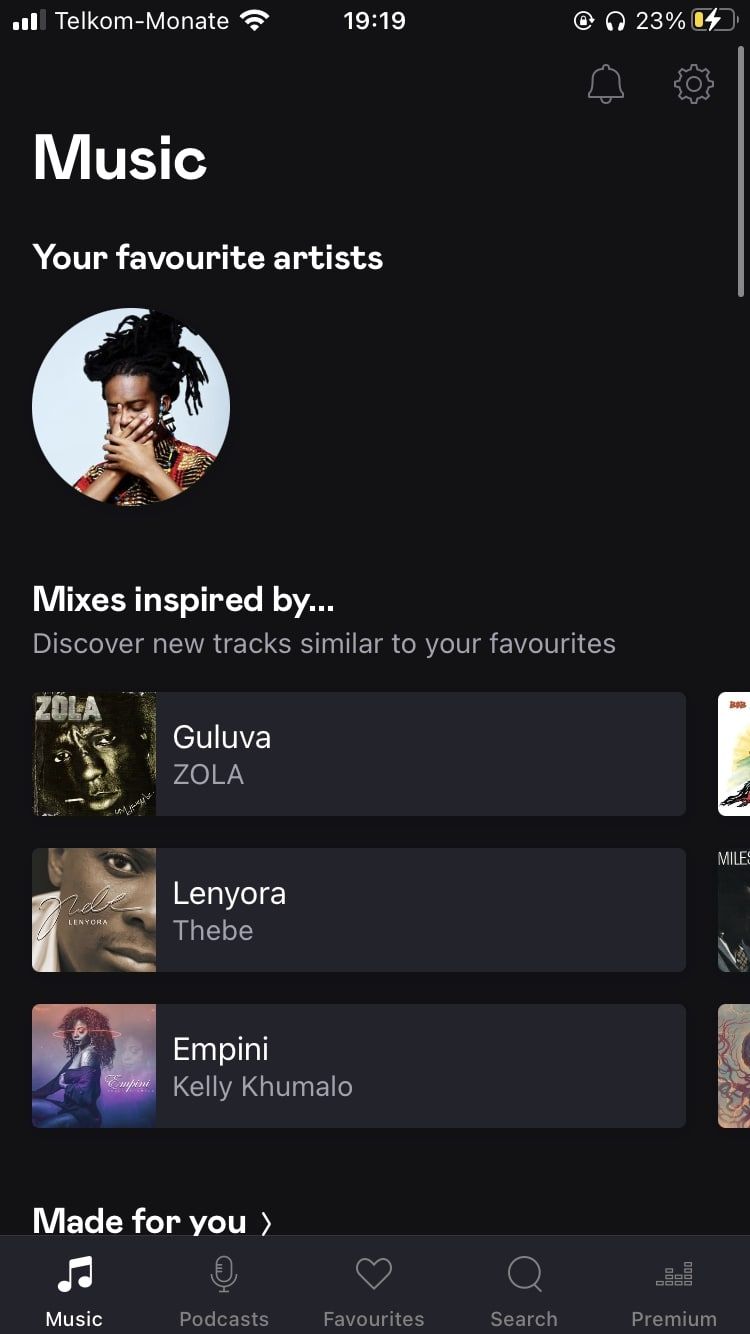بخش موسیقی Deezer در برنامه