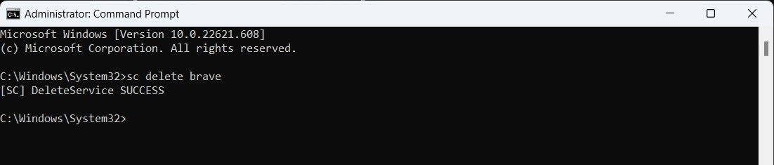 سرویس Brave را با استفاده از Command Prompt حذف کنید