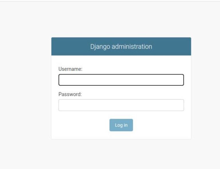 Image shows the Django admin login page