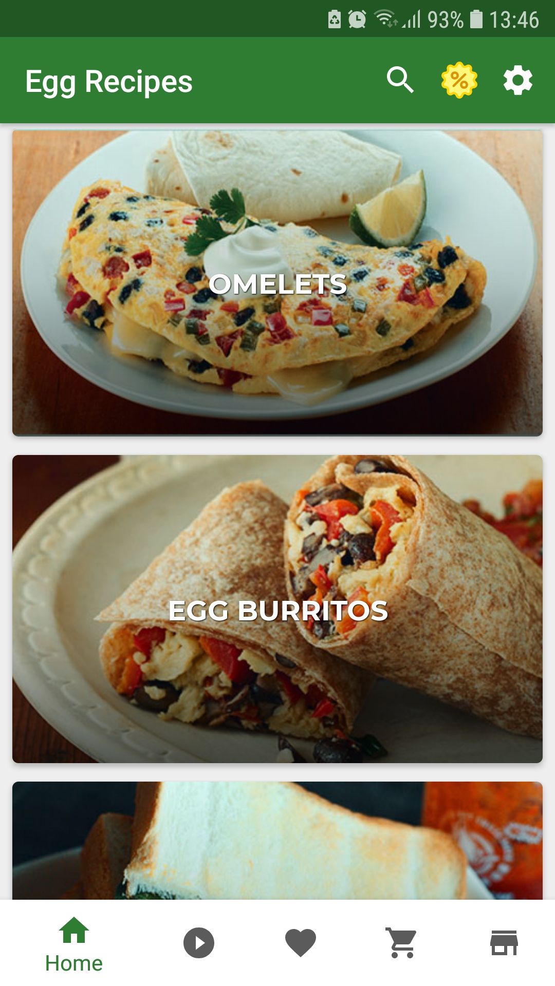 Egg Recipes mobile breakfast recipe app home