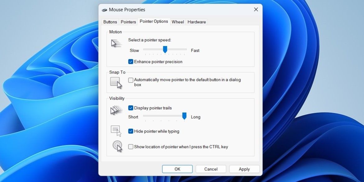 Enable or Disable Mouse Pointer Trails Using Control Panel