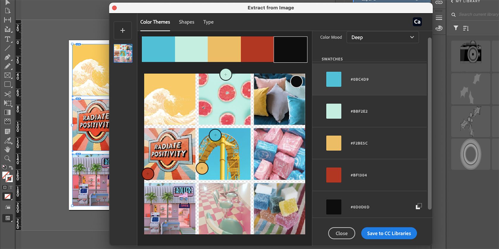 Color Palette mood board in InDesign.