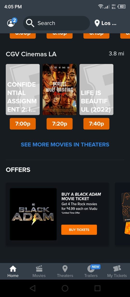 Fandango - Offers on the Home Page