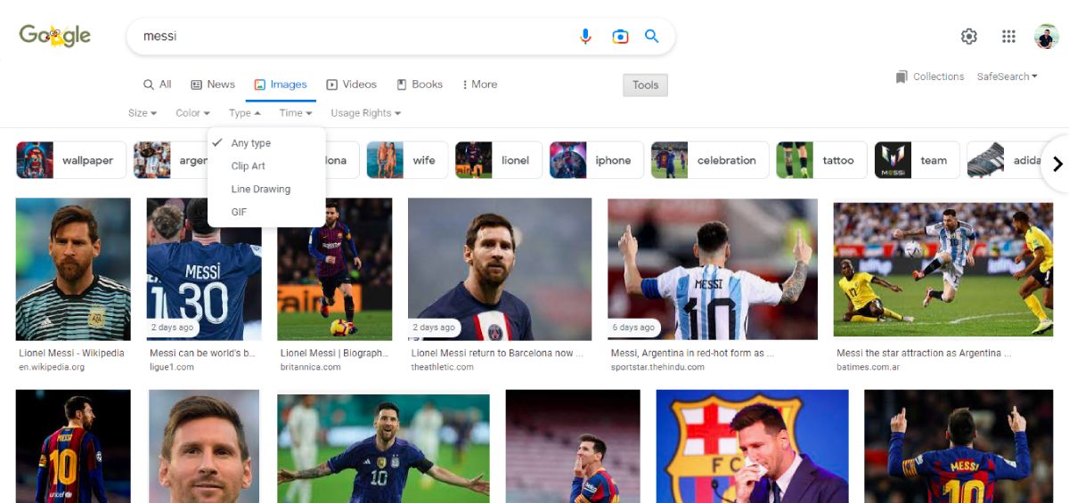 Filtering GIFs From the Google Image Search Results