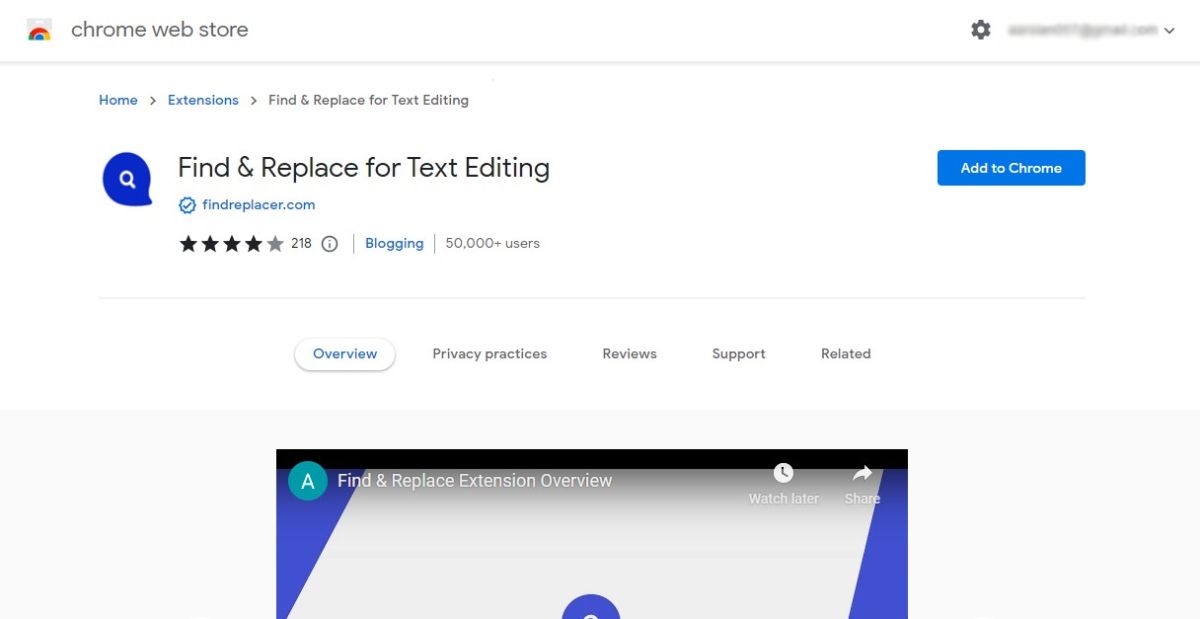 Find and Replace for Text Editing Extension for Google Chrome
