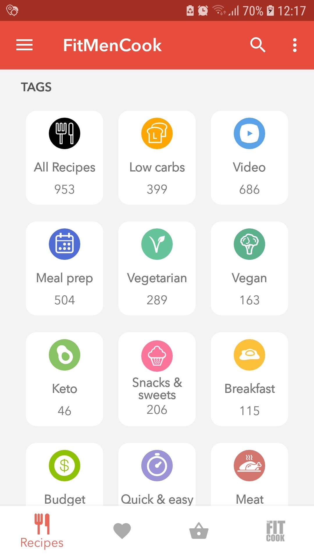 FitMenCook healthy recipes mobile app