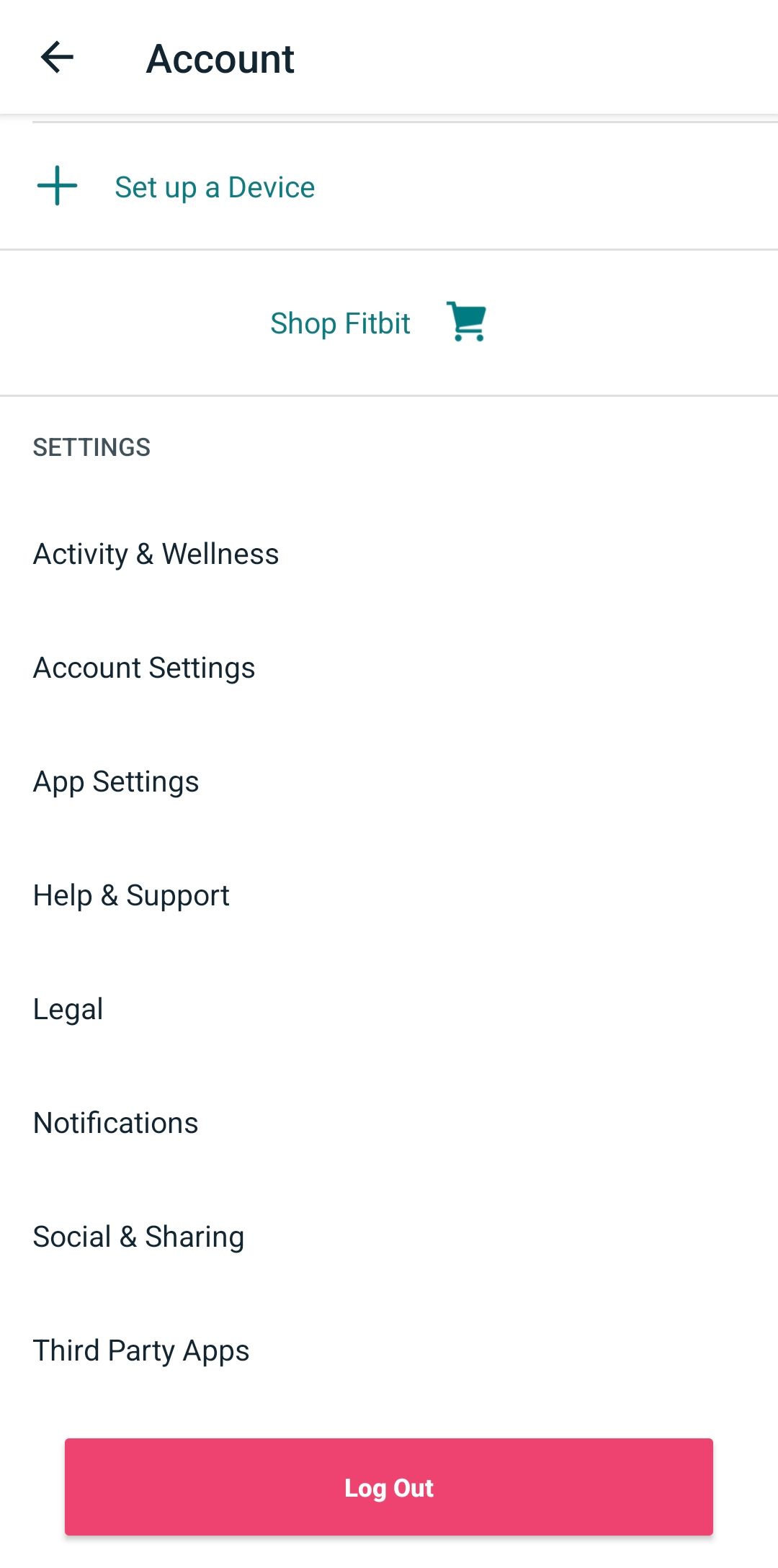 Fitbit Account Settings