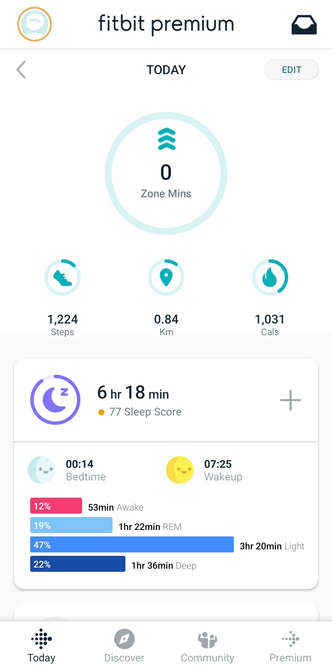 Fitbit Today Screen