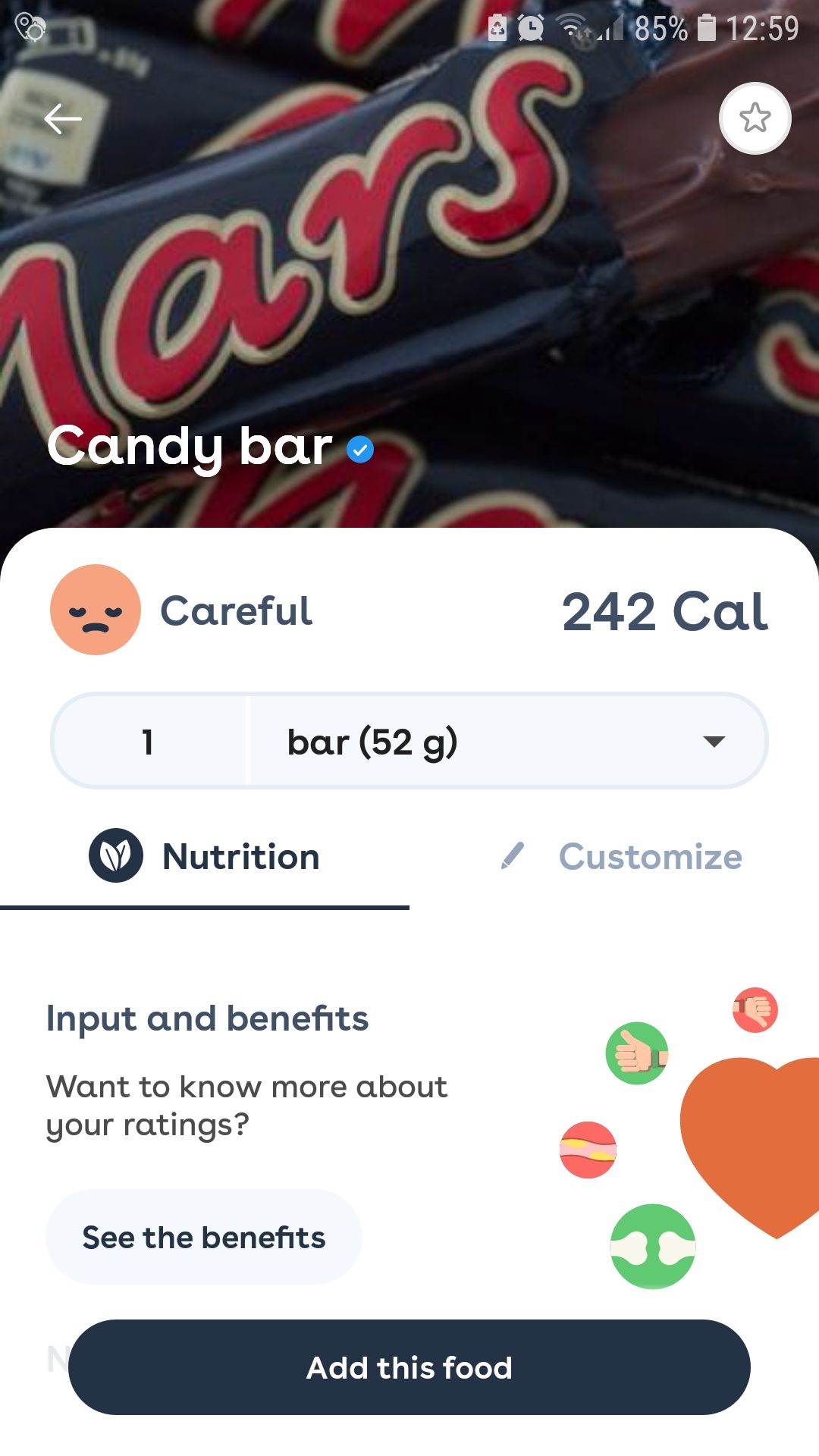 Foodvisor candy nutrition diet mobile app