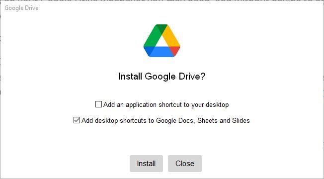A Screenshot of the Google Drive for Desktop Installer