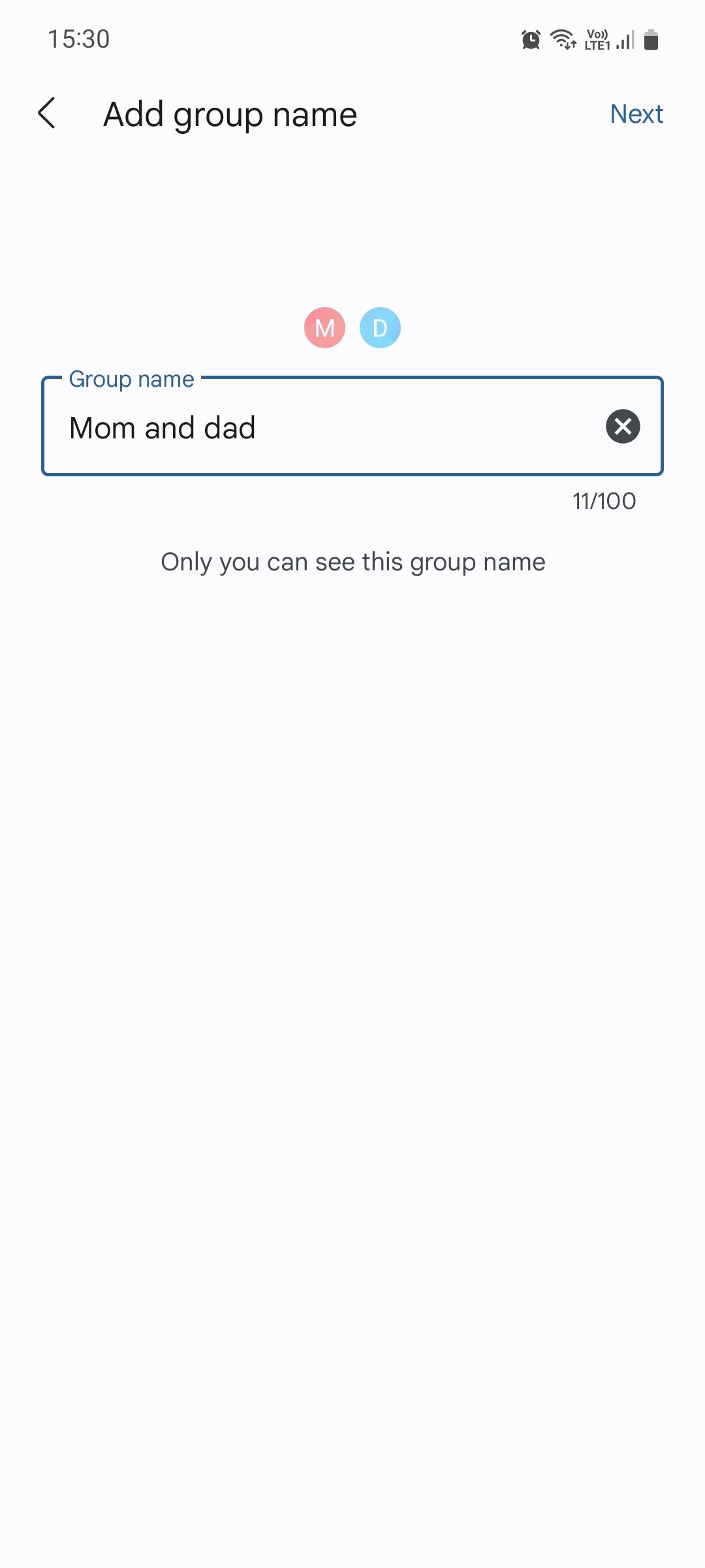 Google Messages Add group name menu