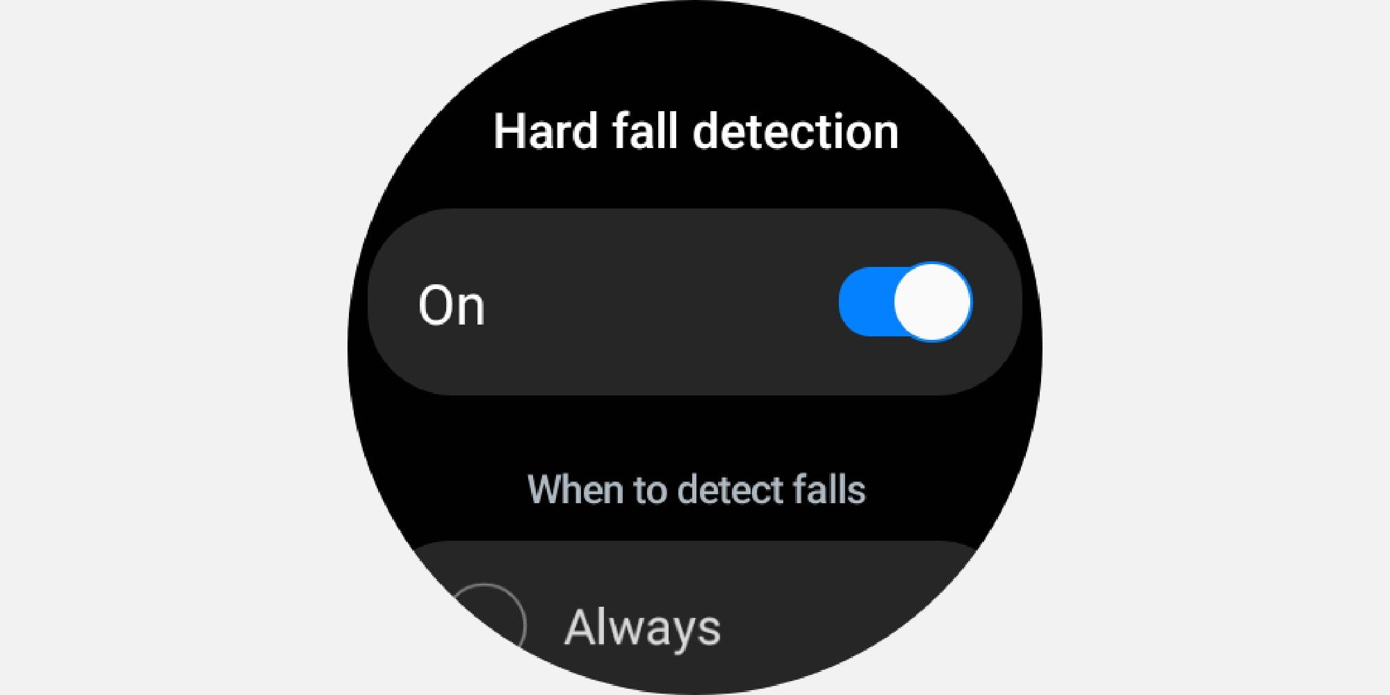 Hard fall detection settings in Samsung
