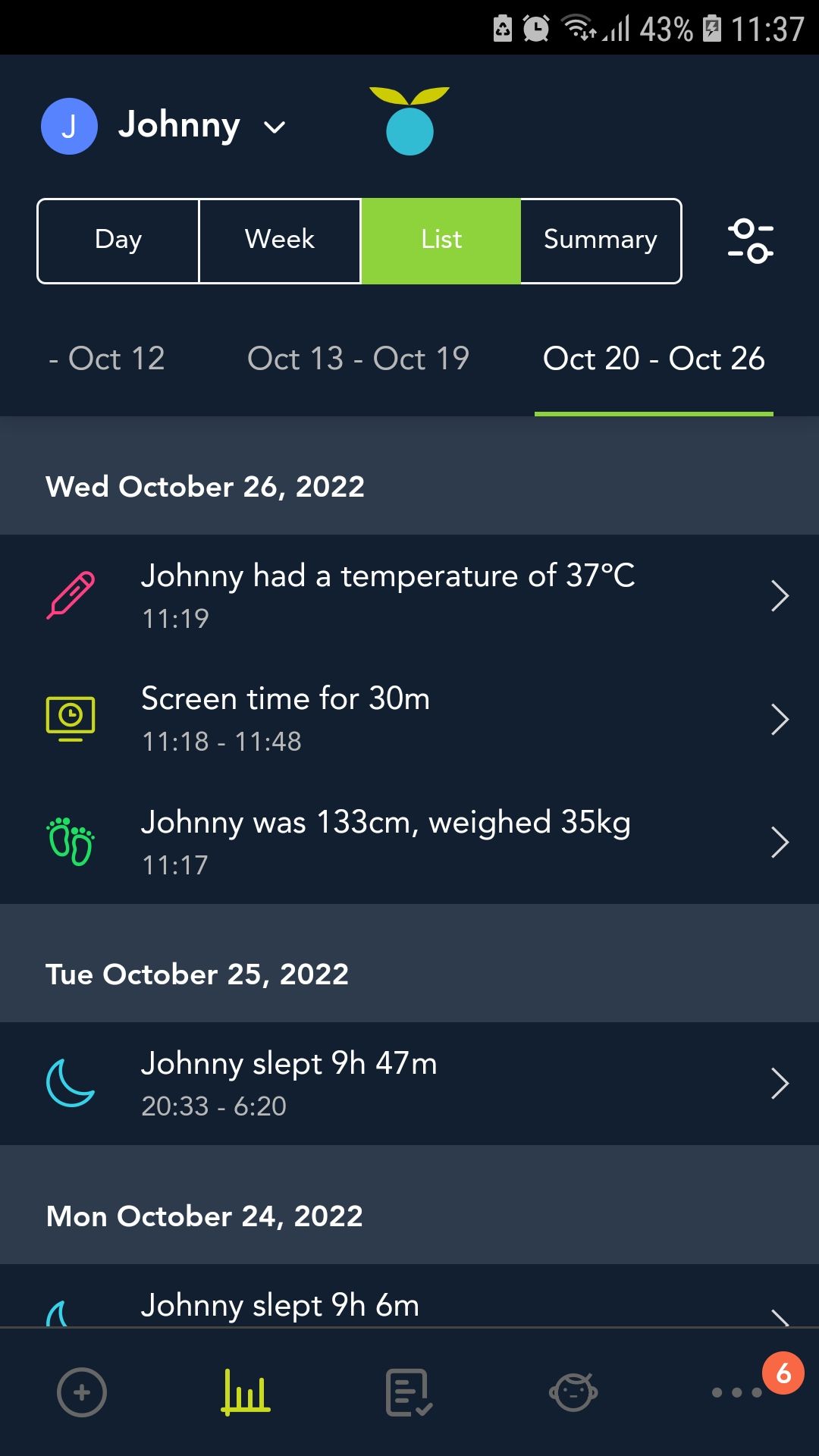 Huckleberry baby child sleep tracker mobile app statistics
