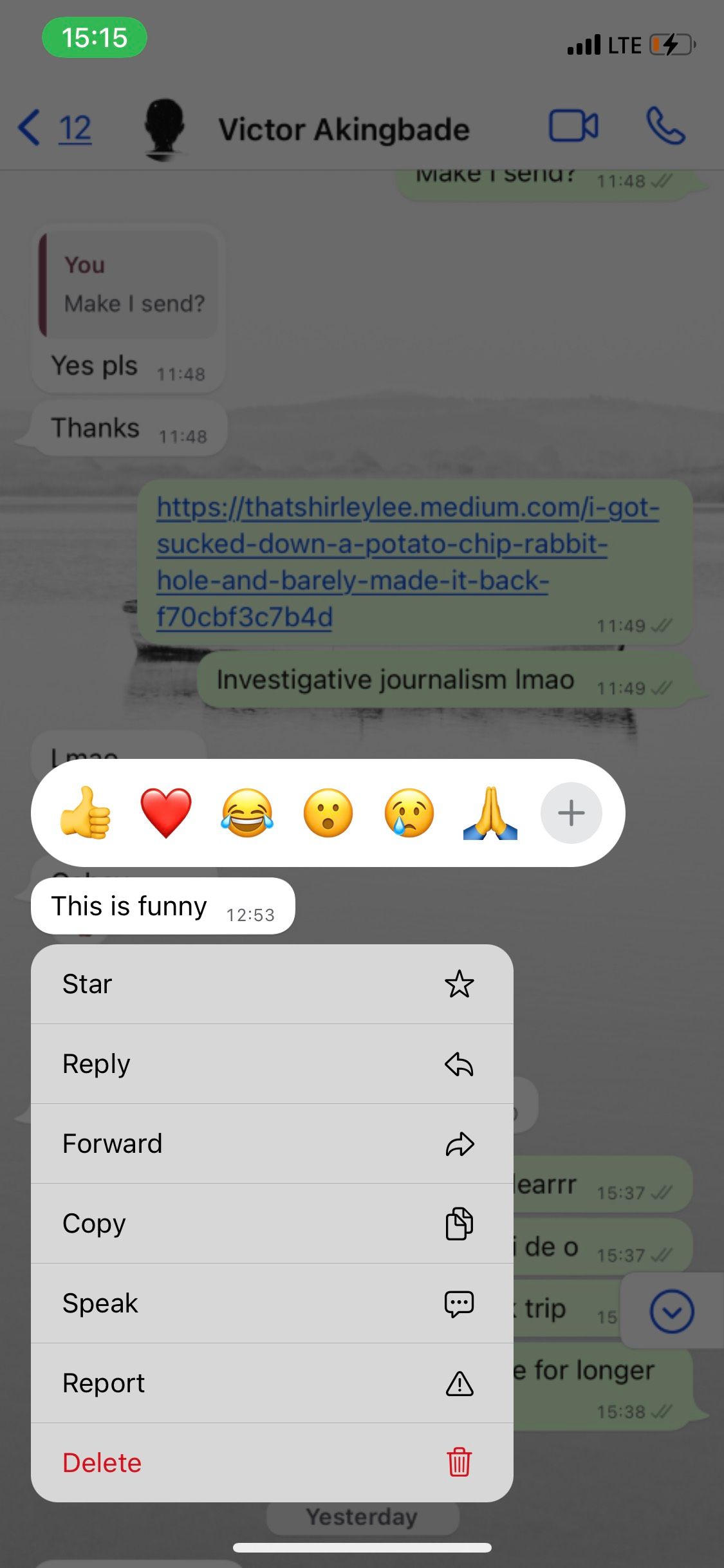 emoji panel WhatsApp reactions