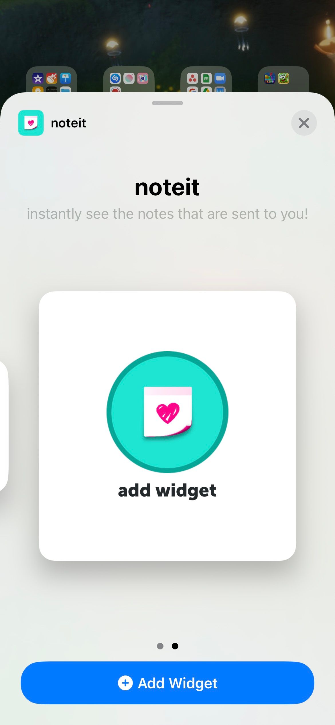 add noteit widget to iphone home screen