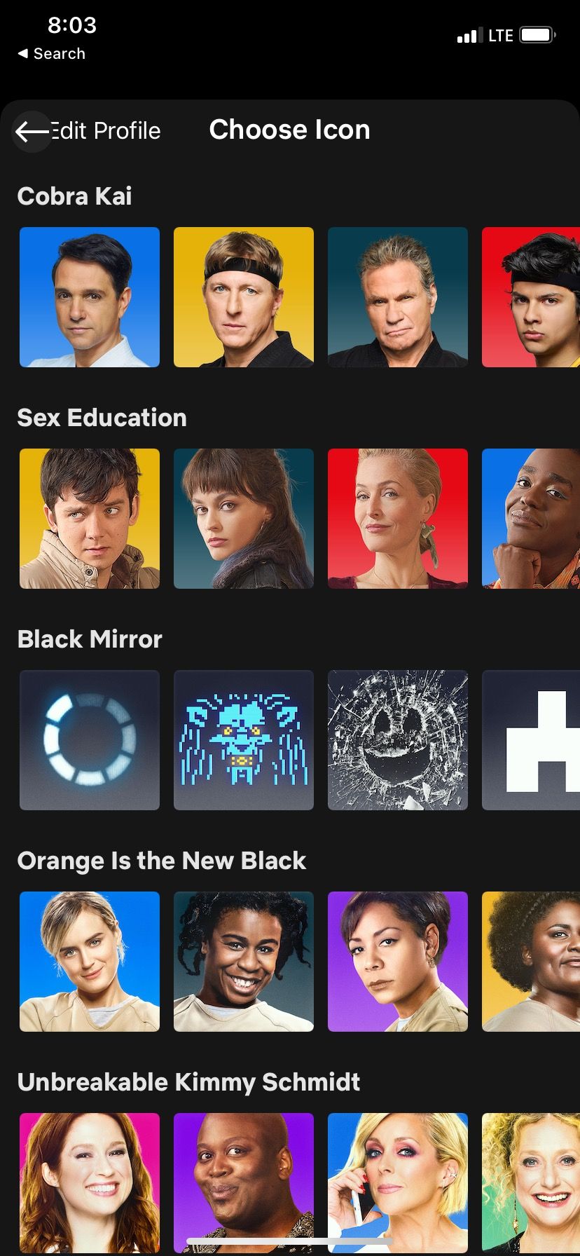Netflix profile picture choices